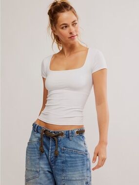 NWT Free People Intimately Clean Lines Baby T in White